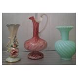 Three Decorative Vases and Ewer