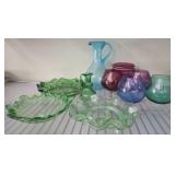 Glassware Collection With Green and Colored Pieces