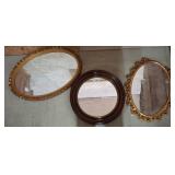 Three Ornate Oval Wall Mirrors