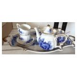 Miniature Blue and White Tea Set with Tray