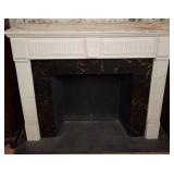 Painted Wood Mantel with Marbleized Inserts