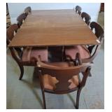 Mahogany Drop-Leaf Table with Six Chairs