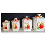 Four Ceramic Fruit-Pattern Canisters