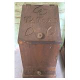 Wooden Potato Bin with Carved Lid, 25in Tall