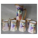 Limoges Hand-Painted Pitcher and Mug Set