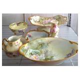 Hand-Painted Floral Porcelain Dish Set