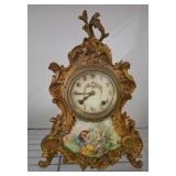 NEW HAVEN CLOCK CO Gilt Metal Mantel Clock with Po