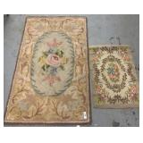 Two Hand-Hooked Floral Accent Rugs