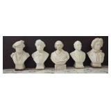 5 Chalk Composer Busts, 7" Tall