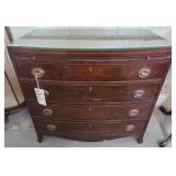 Mahogany Bow Front Chest With Glass Top