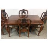 Wood Dining Set with 4 Chairs and Extra Leafs