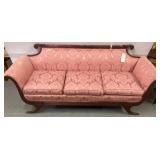 Pink Duncan Phyfe Sofa with Upholstered Cushions