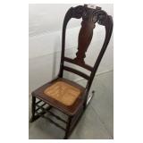 Wood Rocking Chair with Caned Seat