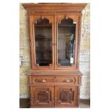 Mahogany Secretary With Glass Doors and Pullout De