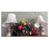 Hand-Painted Floral Ceramic Lamps