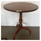 Round Wood Pedestal Tilt-Top Table