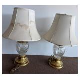 Brass and Cut Glass Table Lamps