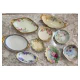 9 Hand-Painted Porcelain Dishes
