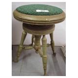 Adjustable Green Wooden Stool, 20in Height