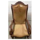 Wooden Rocking Chair with Upholstered Seat