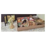 Decor Lot with Ceramic Cockatoo and Figurines