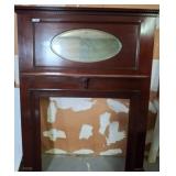 Wood Fireplace Mantel with Oval Mirror Inset