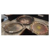 Three Silver-Plated Footed Serving Trays