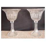 Etched Glass Pedestal Compotes 16in