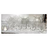 Etched Glassware Set with Pitcher and Bowls