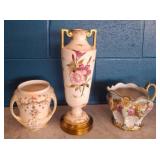 Three Floral Ceramic Vessels