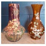 Hand-Painted Glass Vases 13in