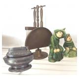 Ceramic Figurines, Brass Toast Rack, Metal Box