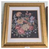 Floral Needlework in Gilded Frame, 24x29