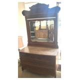 Marble-Top Dresser With Mirror, 46x21x78