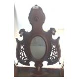 Ornate Wooden Wall Mirror with Peg Hooks