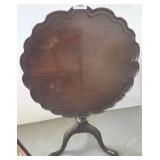 Tilt-Top Mahogany Table with Scalloped Edge