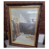 Wood-Framed Wall Mirror with Gilded Inner Border