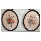 J.L. Prevost Floral Prints in Oval Frames