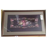 Framed Floral Needlepoint Artwork