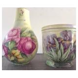 Limoges Hand-Painted Vase and Planter Set