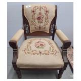 Mahogany Armchair with Floral Needlepoint