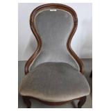 Victorian-Style Carved Wood Chair With Upholstery