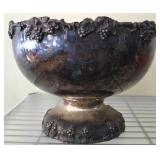 Silver Toned Pedestal Bowl With Grape Motif