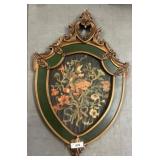 Gilded Shield-Shaped Frame With Bird Artwork, 23x3