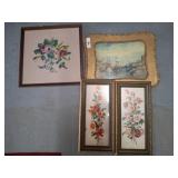 Framed Floral and Landscape Artwork