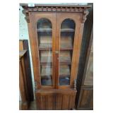 Tall Wooden Cabinet with Glass Doors