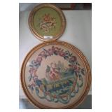 Round Framed Needlepoint Wall Artworks
