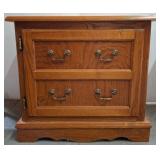 Oak Cabinet With Hinged Door and Faux Drawer Front