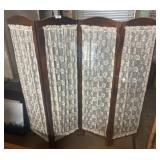Four-Panel Wood Room Divider with Lace Panels