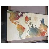 3 World Map Canvas Prints, 19x30 Each